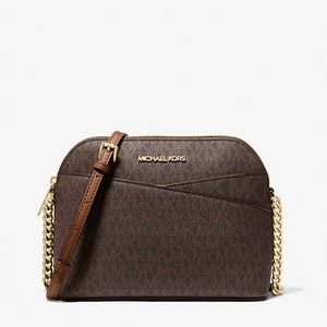 Michael Kors Jet St Travel Medium Logo Dome Crossbody Bag - Brown